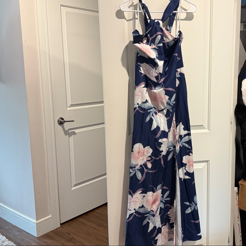 Floral Maxi Dress with Pink and White Flowers
